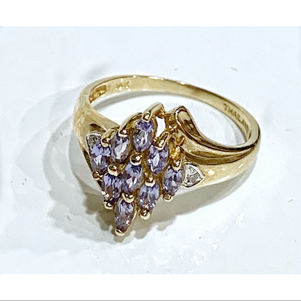14K Gold Amethyst Cluster Ring